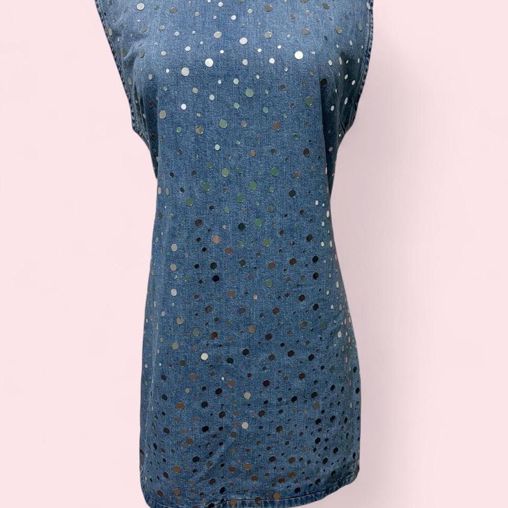 Zara Denim Mirror Disc Mini Dress